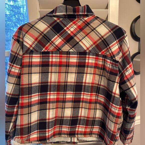 Lucky Brand XL Sherpa Lined Navy Plaid Shacket Shirt Jacket Flannel NWT - Picture 2 of 8